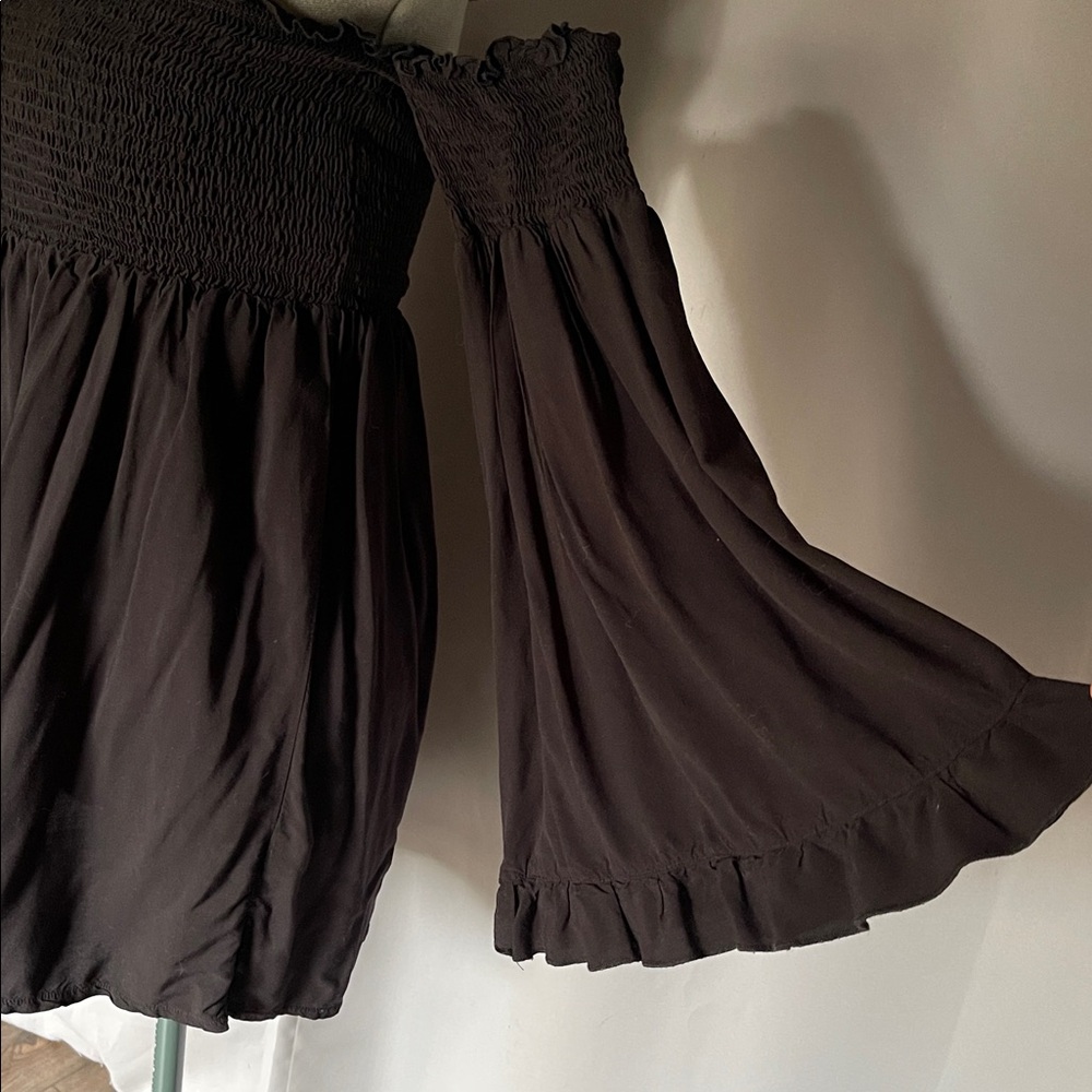 Killstar Off-Shoulder Black Smocked Dress with Bell Sleeves - Picture 2 of 4